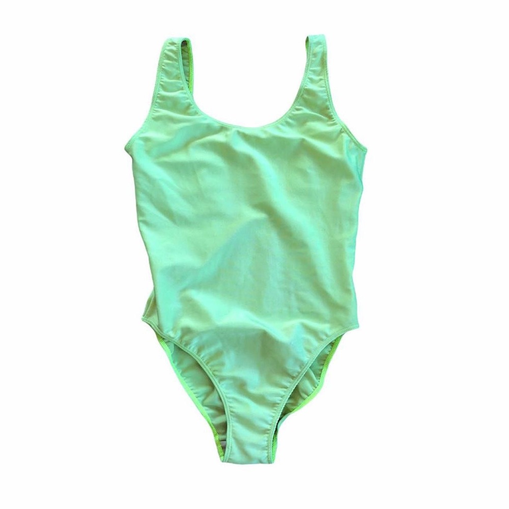 Y2k vintage American Apparel lime green bathing suit one piece